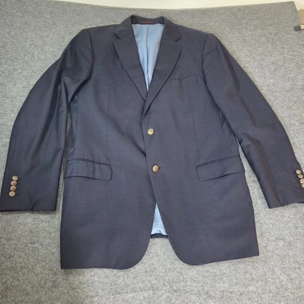 Loro Piana Wool J Hilburn Custom Navy Club Blazer Sport Coat Made Portugal 44R